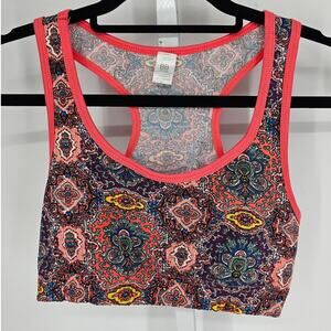 BB Jeans Womens Sz M Racerback Light Impact Sports Bra Colorful